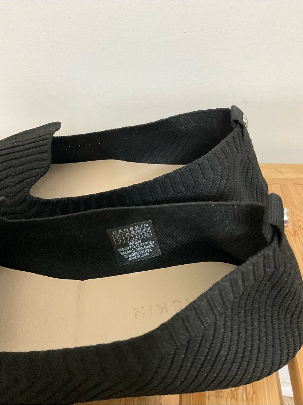 Danskin Black Ribbed Knit Slip-On Flats - Picture 2 of 6
